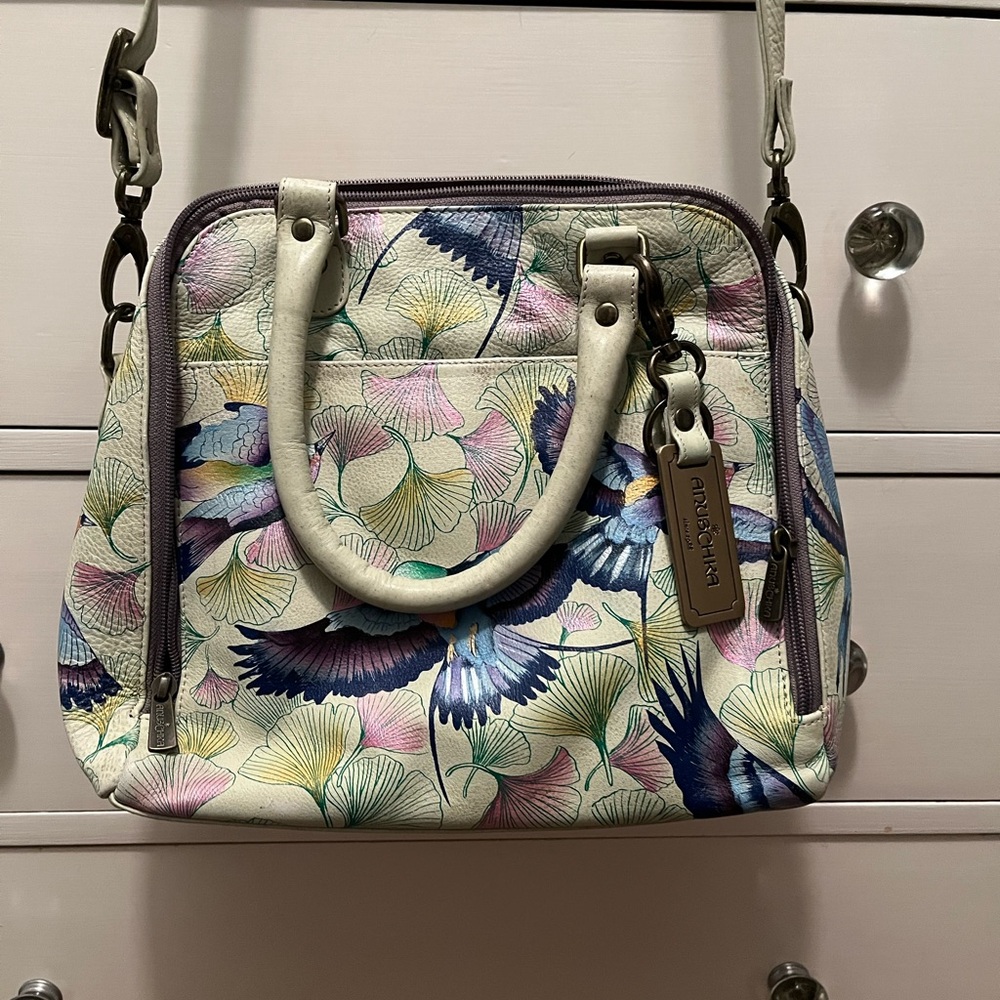 Anuschka Women's Hand Painted Genuine Leather satchel GUC